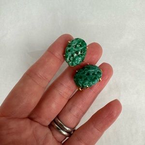 Marvella Faux Carved Jade Peking Glass Earrings